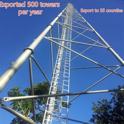 Трехтрубная телекоммуникационная башня из углеродистой стали 33 м для LTE сигнала в сельской местности, ветроустойчивая