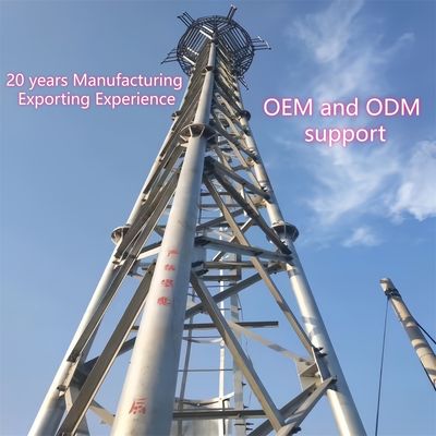 Трехтрубная телекоммуникационная башня из углеродистой стали 33 м для LTE сигнала в сельской местности, ветроустойчивая