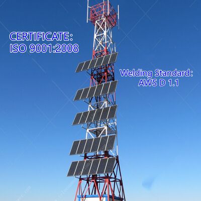 Solar Panel Telecom Tower Self Supporting Structure Hot Dip Galvanized Steel 4KW