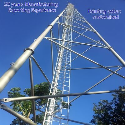 Легкая 45-метровая трехногая трубчатая сотовая микроволновая оцинкованная мачта для антенны 5G, трехногая решетчатая стальная башня