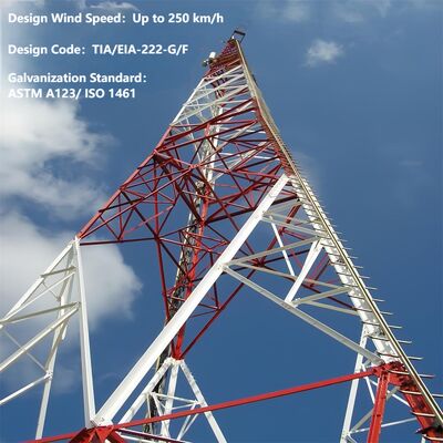 12 18 24 30M 3 Leg Angular Light Steel Galvanized Self Supporting Outdoor  5G 4G Microwave Suburban Communication Mast