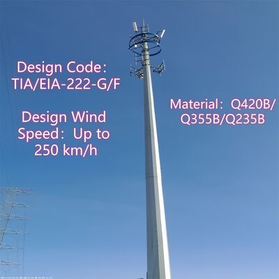 13 19 25M Compact Design Monopole Galvanized Steel Self Supporting Outdoor 5G 4G Microwave Space Saving Mast