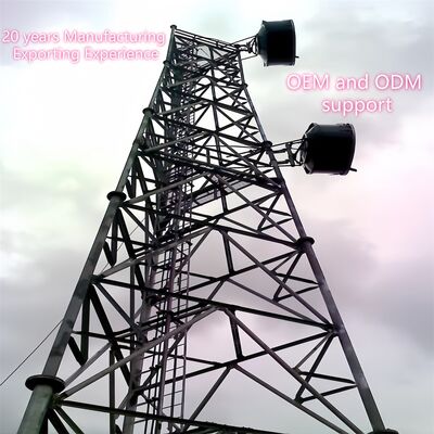 Толстая трехопорная трубчатая стальная башня с горячеоцинкованной отделкой для повышенной коррозионной стойкости на открытом воздухе