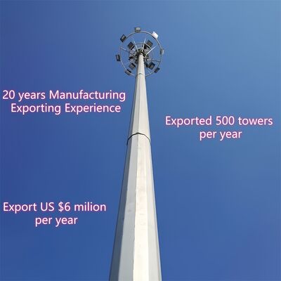 Виброустойчивая горячеоцинкованная монопольная телекоммуникационная вышка высотой 24 м