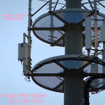 Изготовленная на заказ оцинкованная горячим погружением платформа телекоммуникационной башни Monopole для проекта расширения антенны