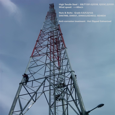 54M Wind Tunnel Tested 3 Tube Tower 150KPH For Coastal City 5G