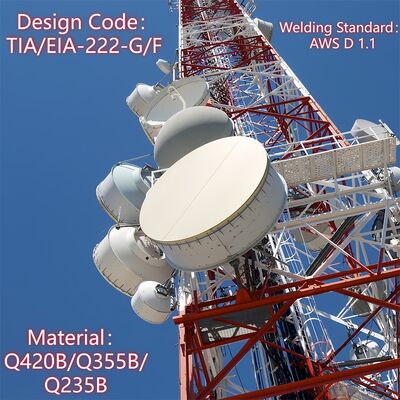 Угловая стальная вышка связи ANSI/TIA-222, стандарт сейсмостойкости 4, стандартная решетчатая мачта для установки радиотелевизионной антенны