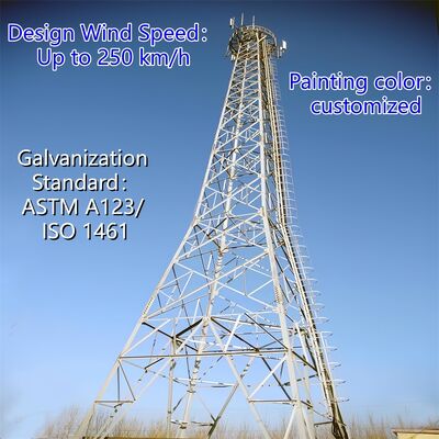 Угловая стальная вышка связи ANSI/TIA-222, стандарт сейсмостойкости 4, стандартная решетчатая мачта для установки радиотелевизионной антенны