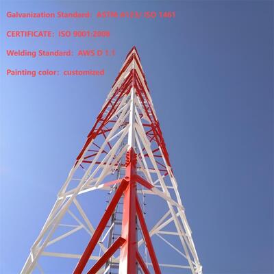 20m 30m 45m 60m 3 Legged Angular Steel Communication Tower Hot Dip Galvanized Q355B Lattice Pylon for 5G BTS Station Infrastructure