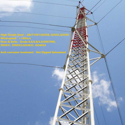 20 m 30 Meters Galvanized Tubular Steel Radio Antenna Telecommunication Guyed Mast Communication Telecom Triangular Guyed Tower